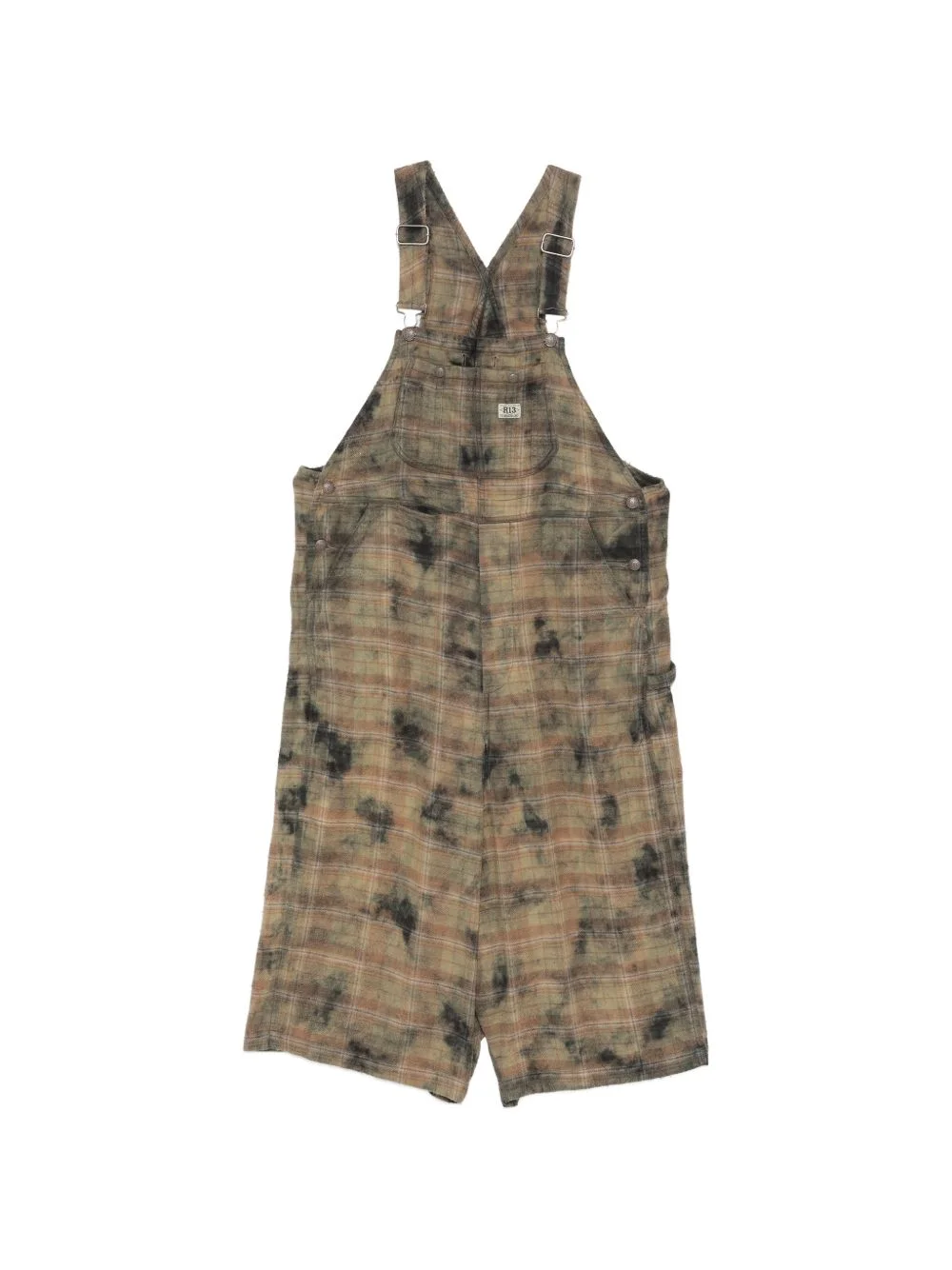 plaid short overalls - 1
