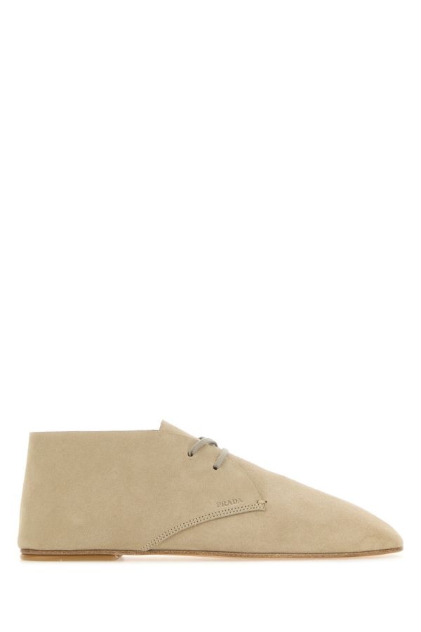 Prada Woman Sand Suede Lace-Up Shoes - 1