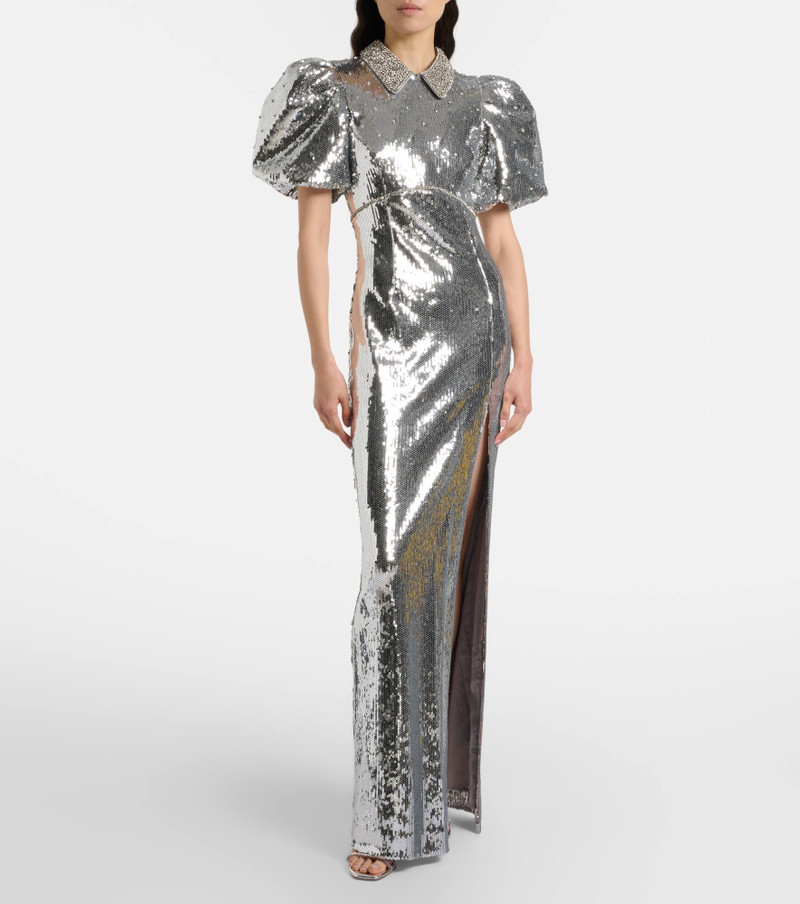 REBECCA VALLANCE Olympia sequined puff-sleeve gown outlook