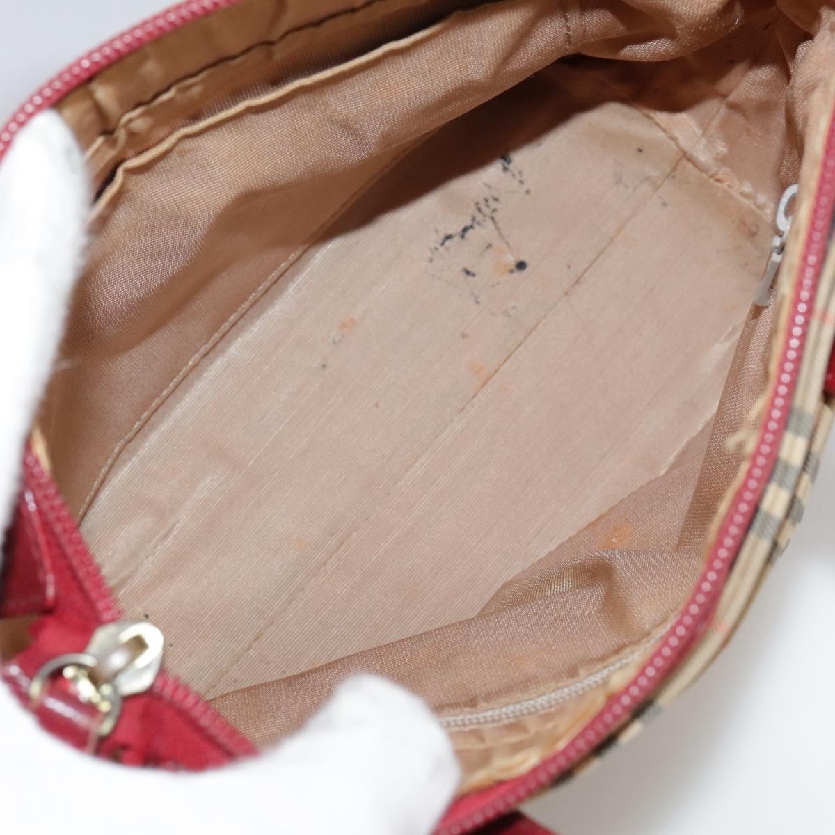 Burberry Nova Check Hand Bag Canvas Beige Red - 11