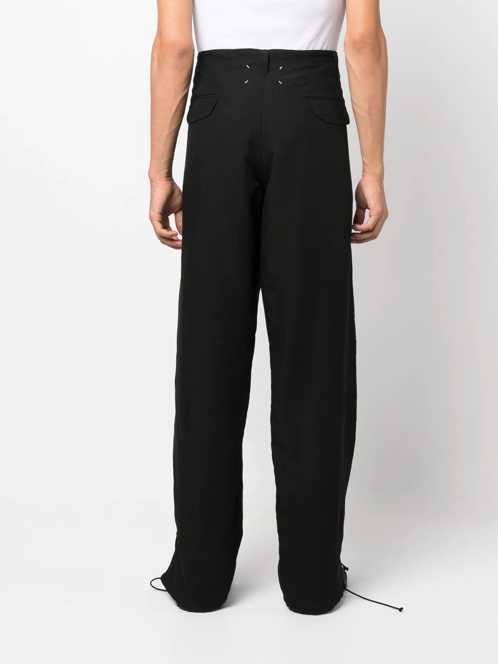straight-leg drawstring cuff trousers - 5