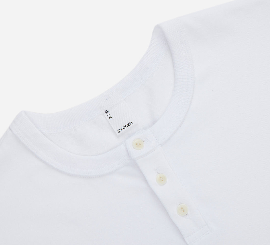 Long Sleeve Henley - White - 3