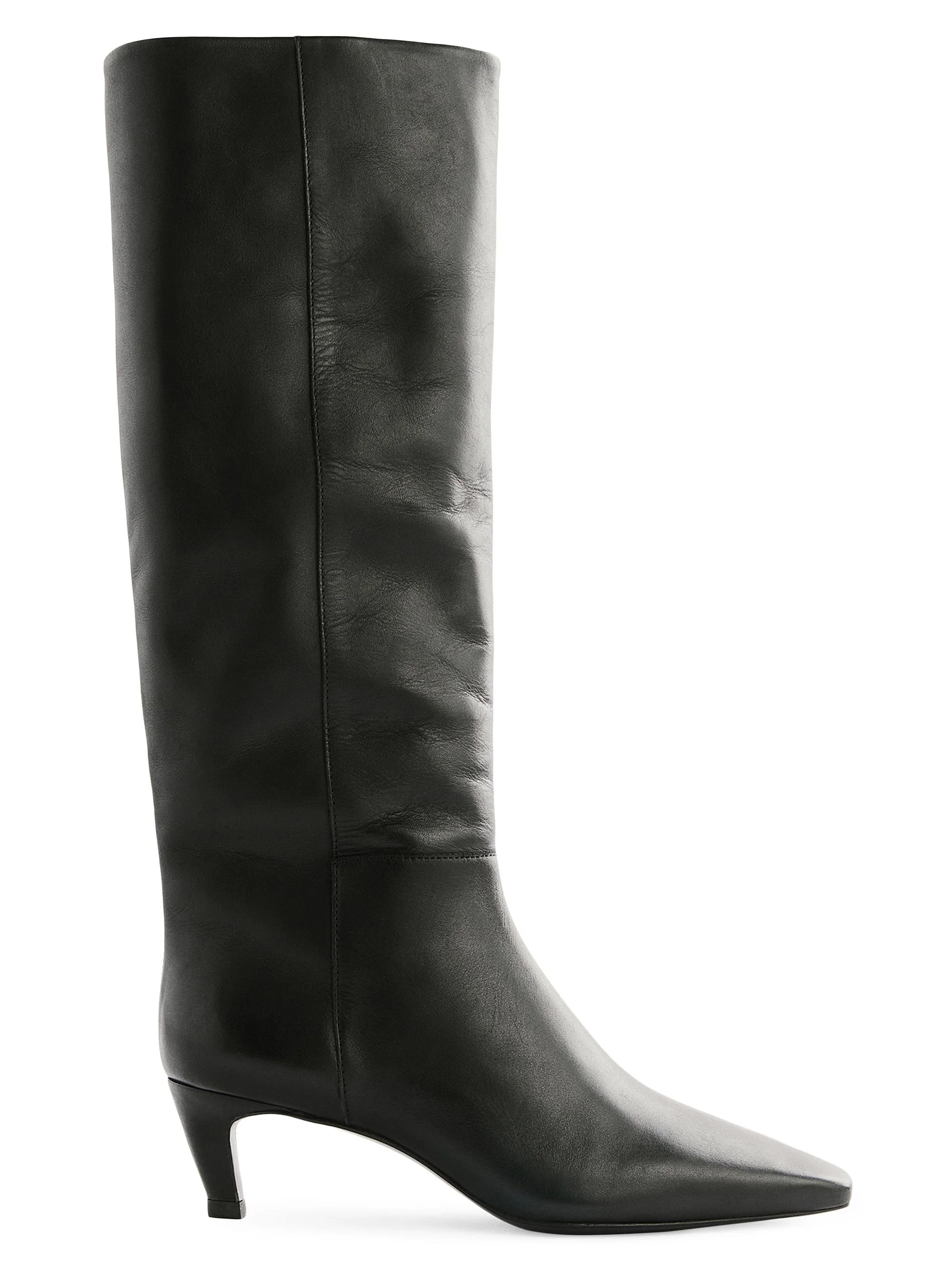Women's Remy 50MM Leather Knee-High Boots - Black Leather - 1