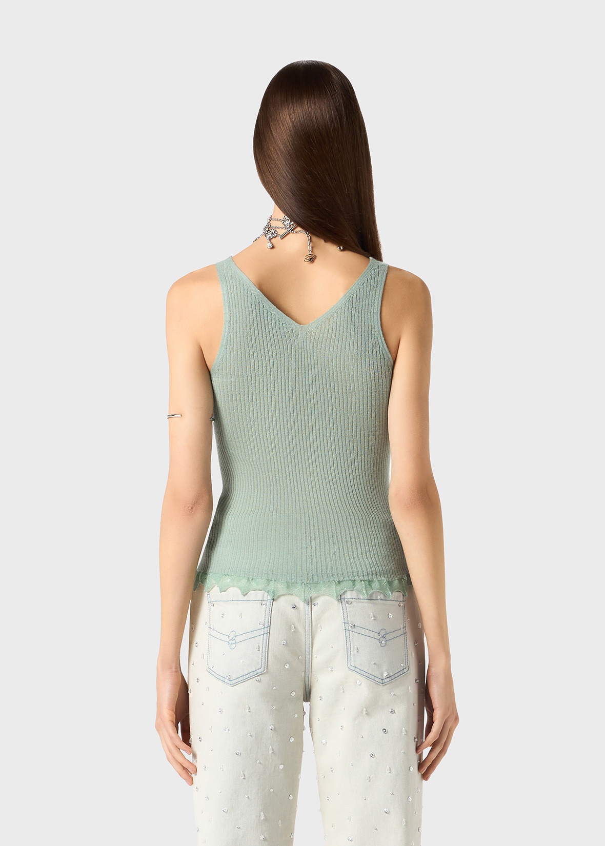 RIBBED TOP WITH LAMÉ SCALLOPED HEM - 4