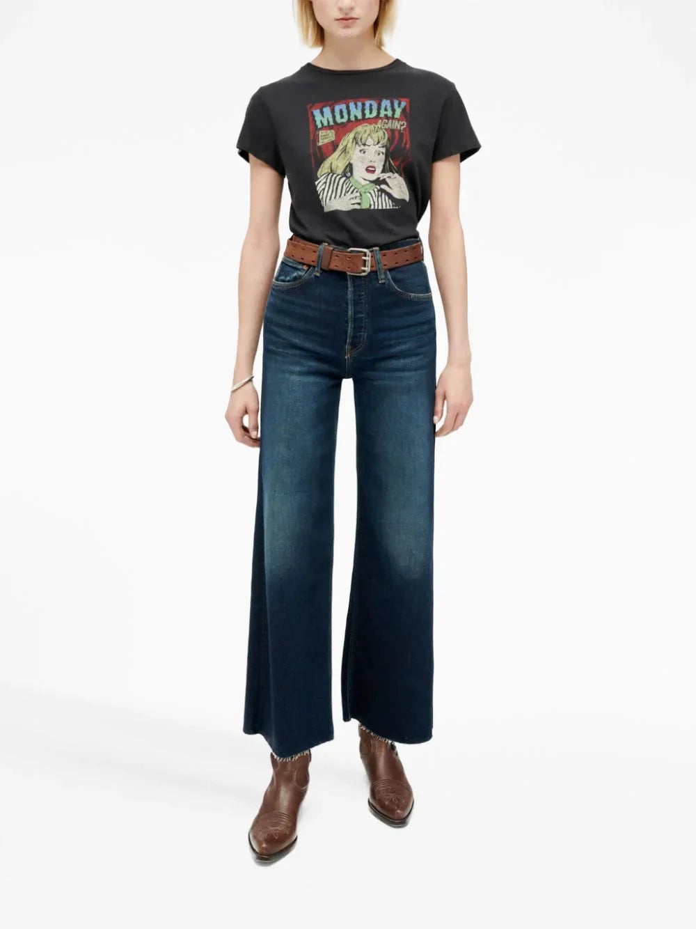 High Rise Wide Leg Cropped Jeans - 2