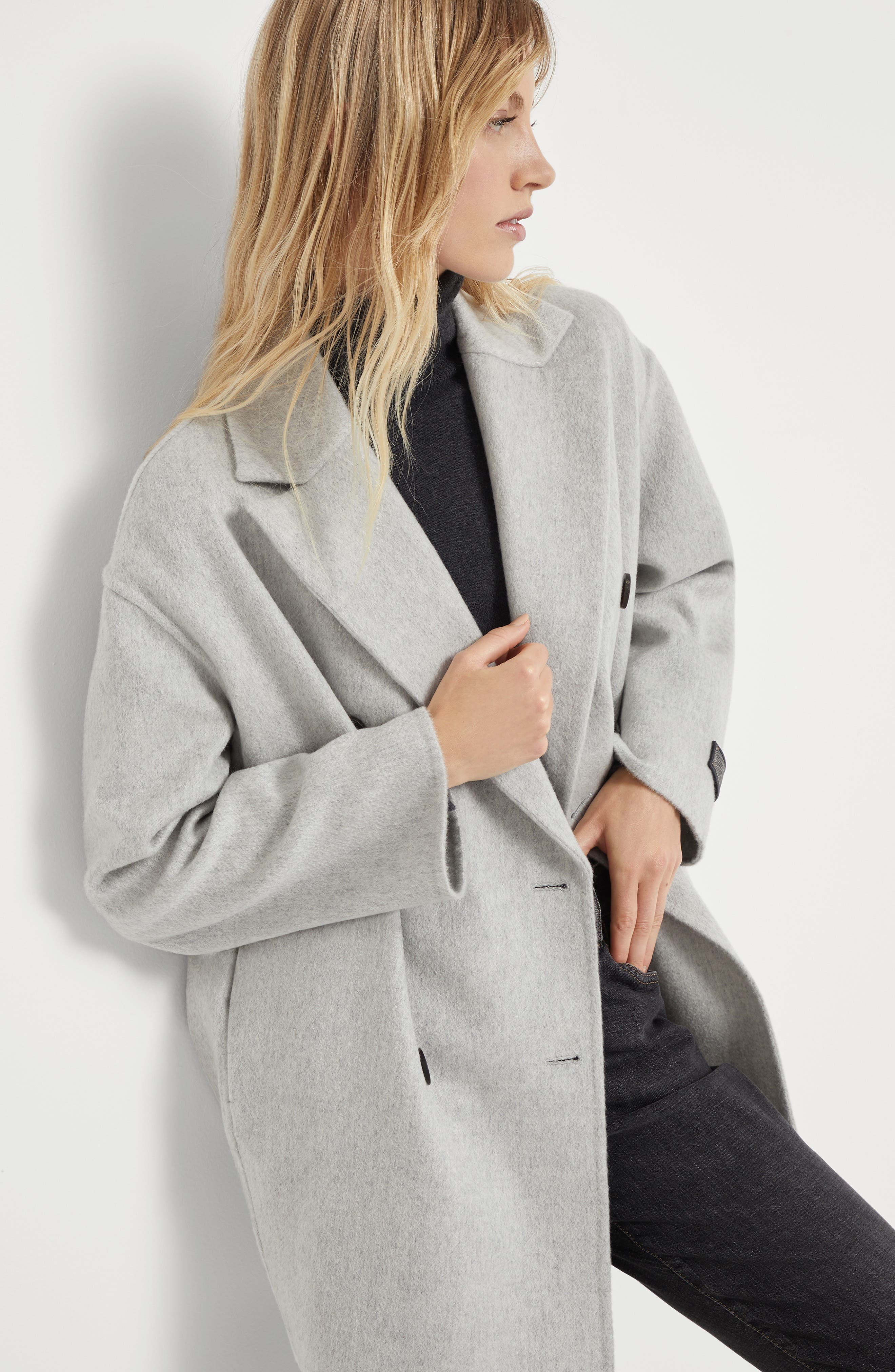Brunello Cucinelli Hand-finished Caban jacket in Light Grey at Nordstrom - 5