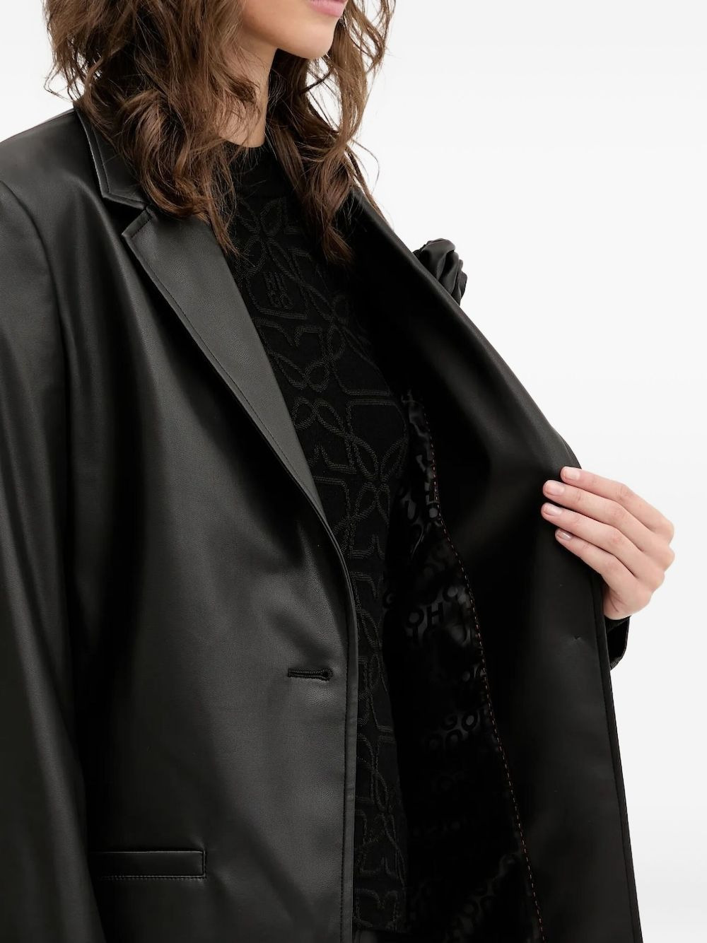 rose-embellished blazer - 4