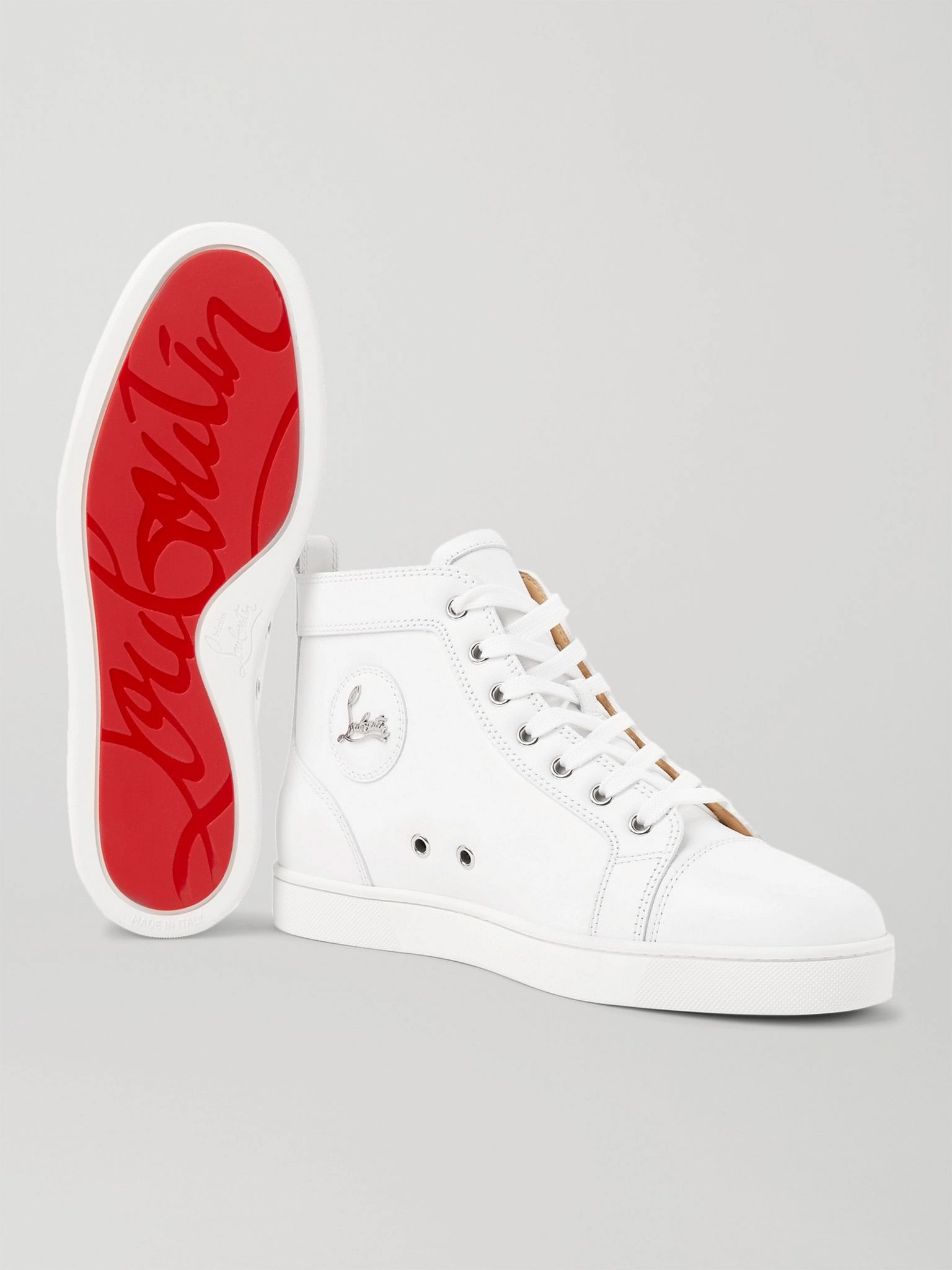 Louis Leather High-Top Sneakers White - 6