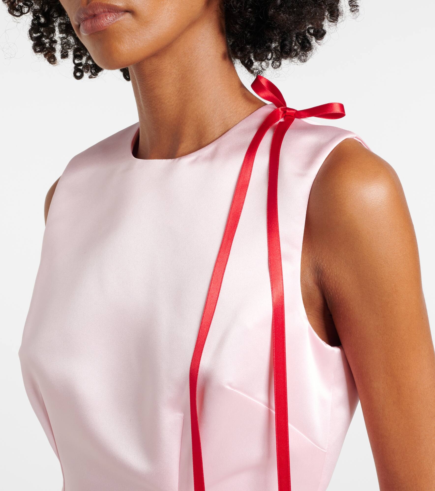 Bow-detail satin midi dress - 4