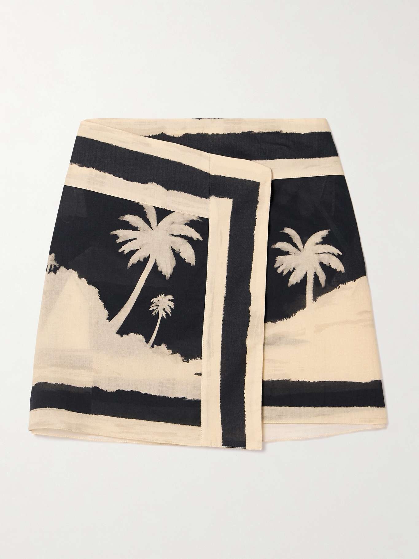 Velereando printed organic cotton-voile mini wrap skirt Black - 1