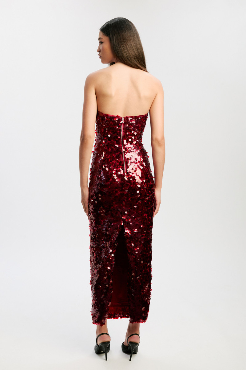 Braya Sequin Midi Dress In Famous Red 5