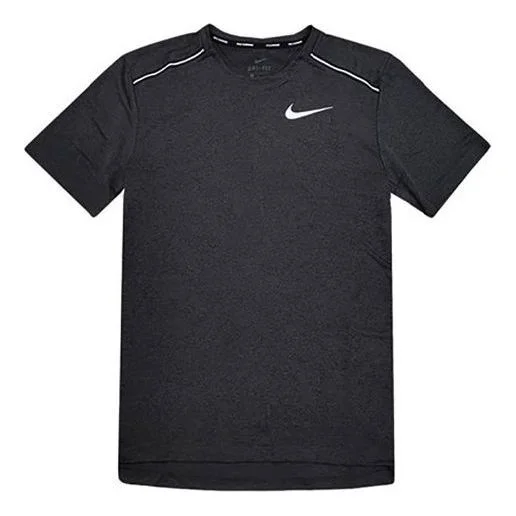 Nike Dri-fit Quick Dry Reflective Casual Sports Running Short Sleeve Black CU0327-010 - 1
