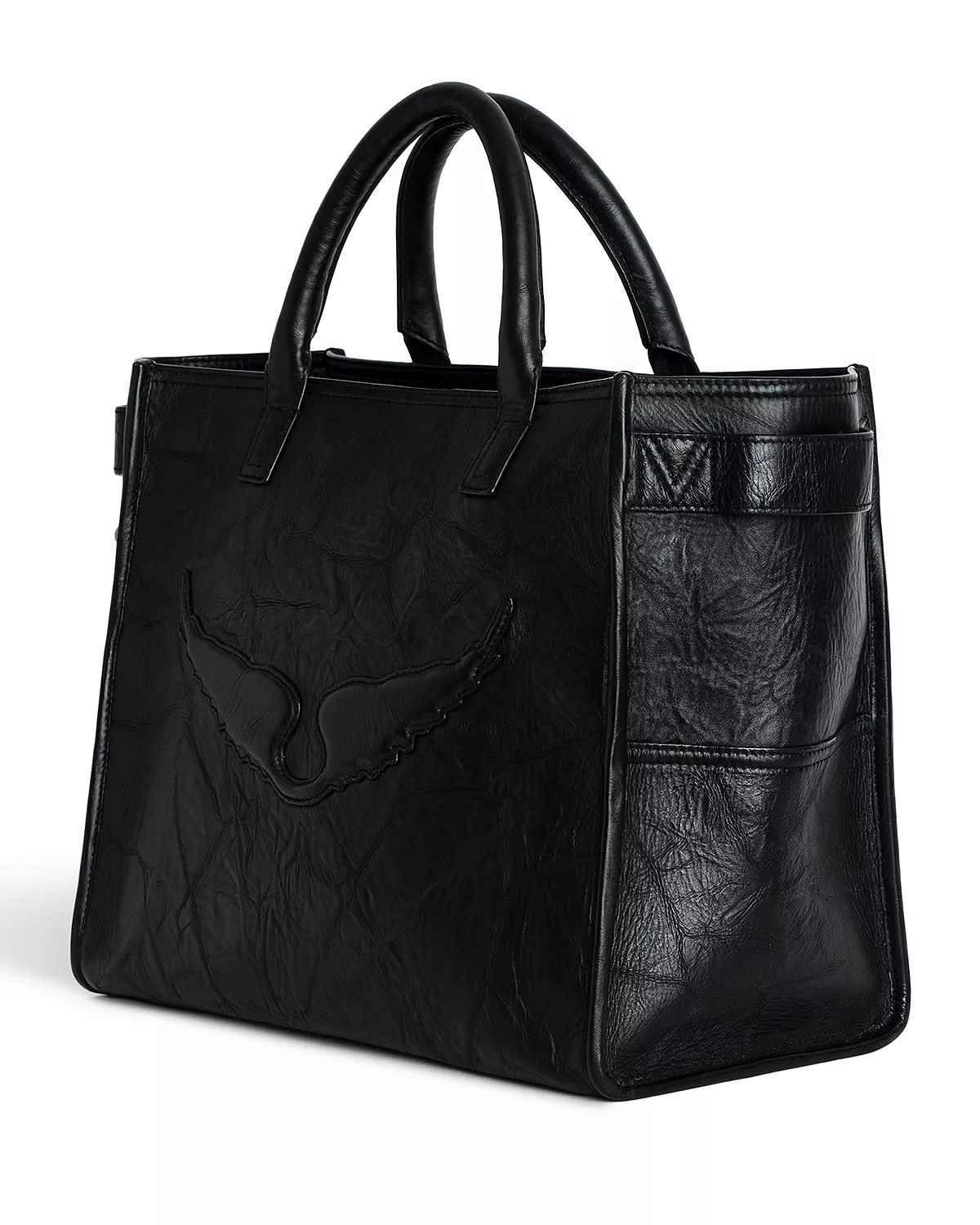 Angel Wings Crinkle Leather Tote Bag - 4