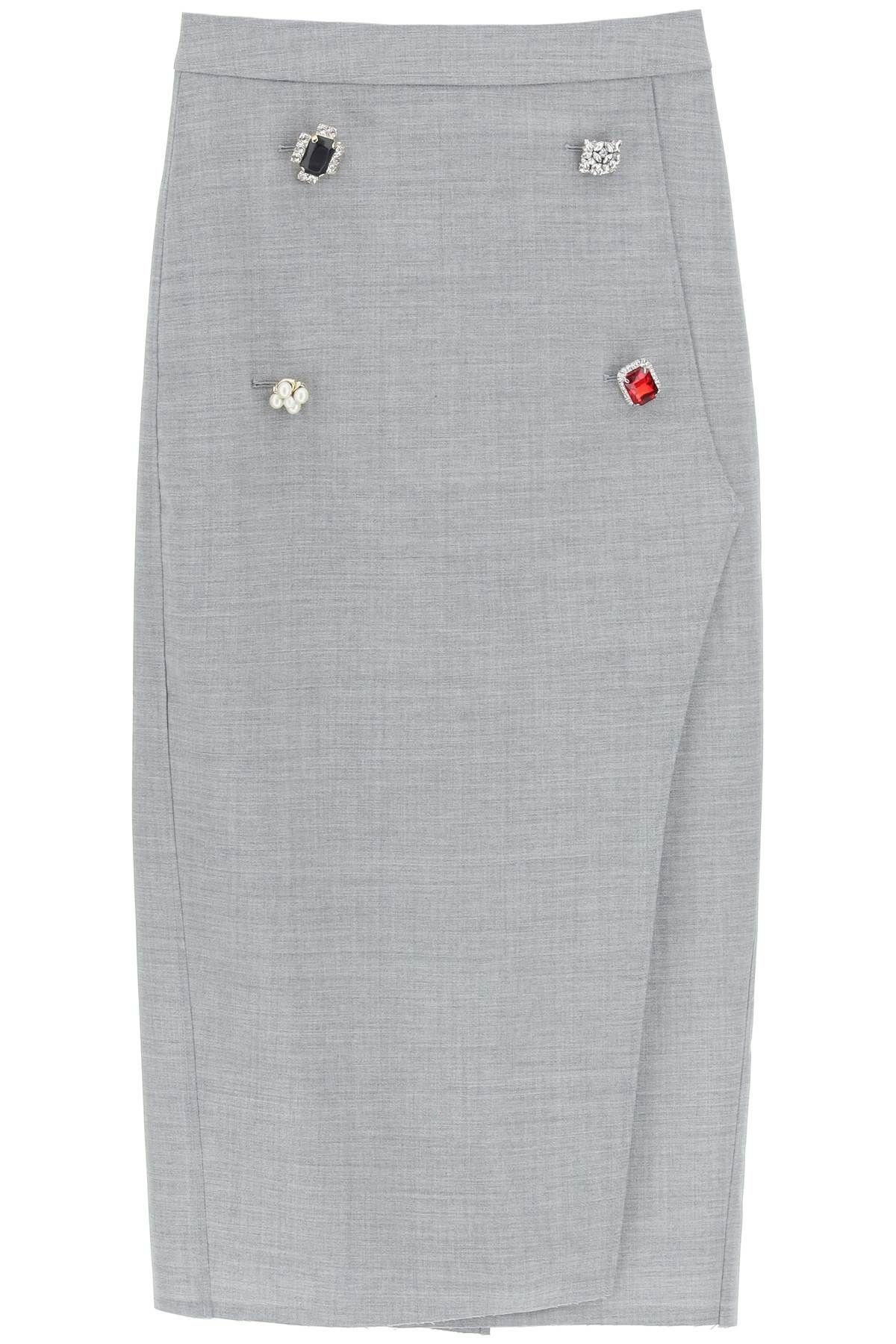 FANCY BUTTON PENCIL SKIRT - 1