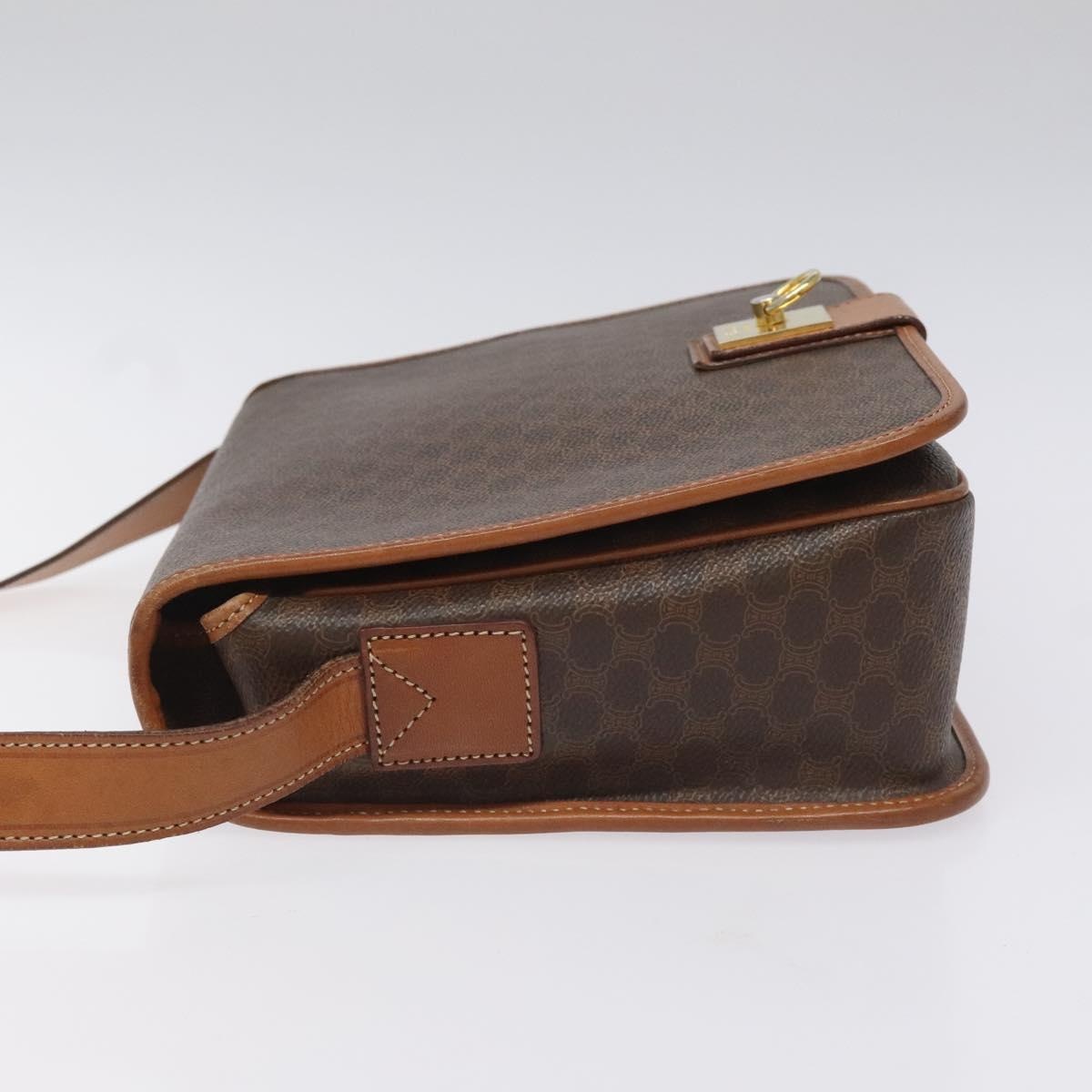 CELINE Macadam Canvas Shoulder Bag Pvc Leather Brown - 4