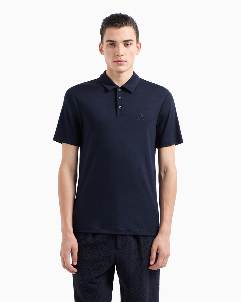 Short-sleeved polo shirt in virgin-wool interlock 2