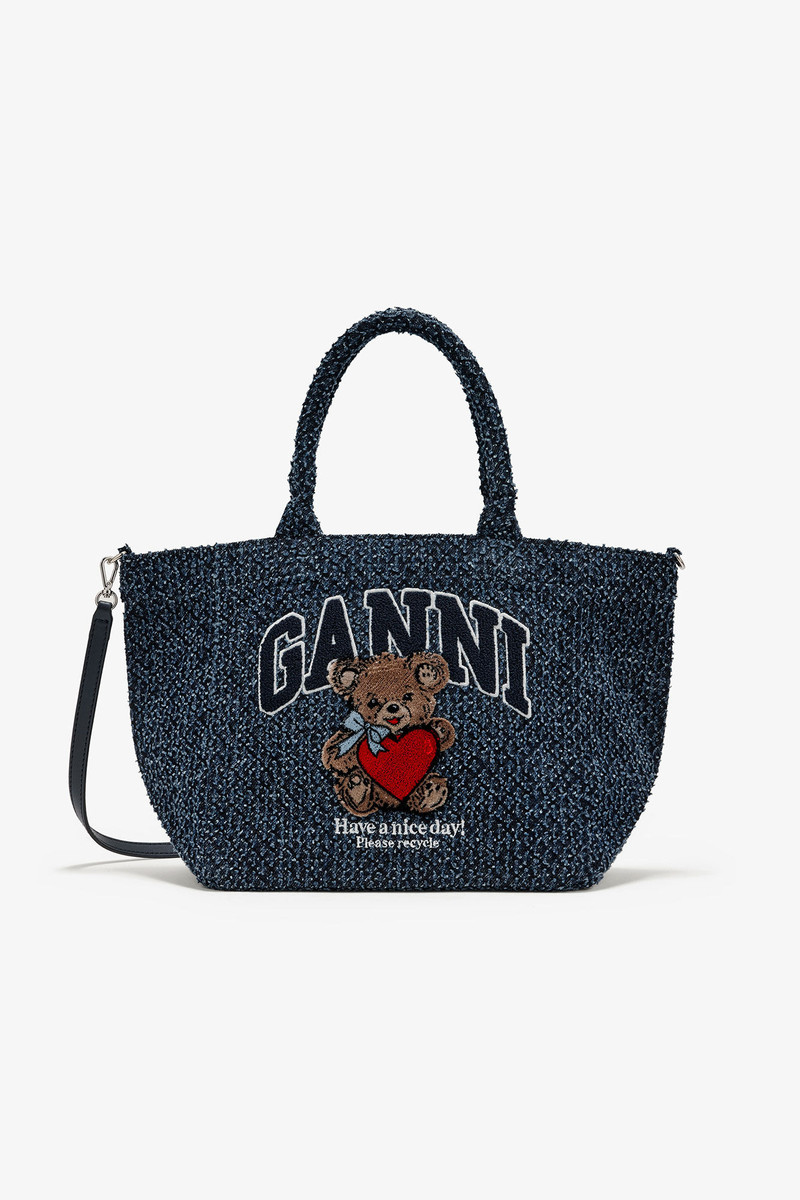 TWEED DENIM SMALL BEAR TOTE 1
