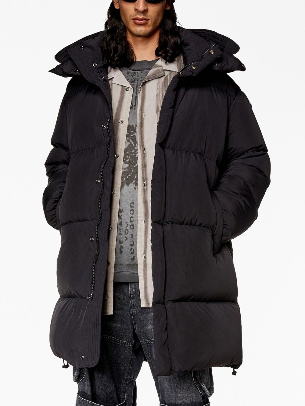 hooded zip-up padded coat - 3