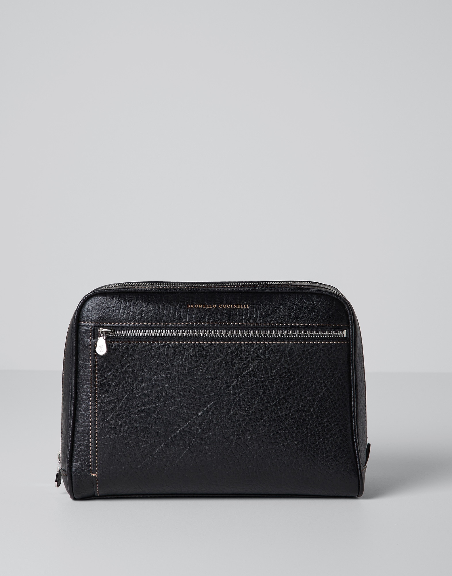 Grained calfskin beauty case with double zipper - 1