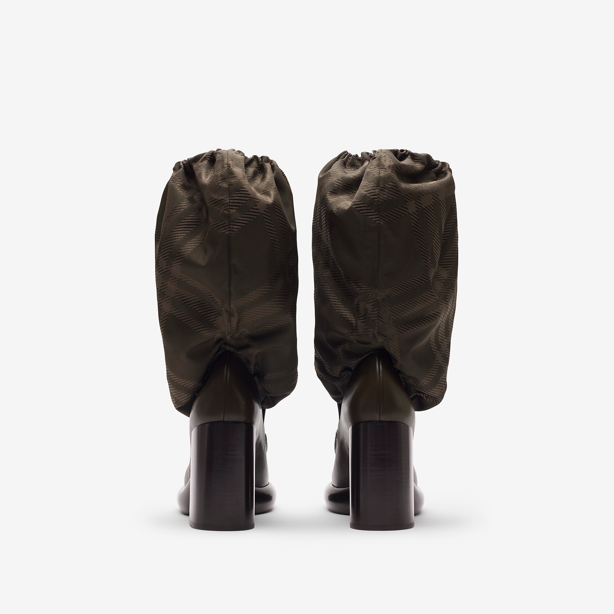 Leather and Nylon Blend Wedge Boots - 4