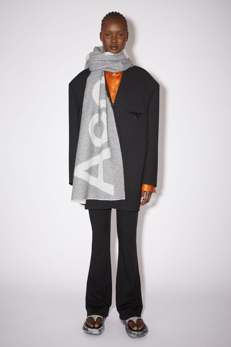 Acne Studios Logo Jacquard Scarf - Grey outlook