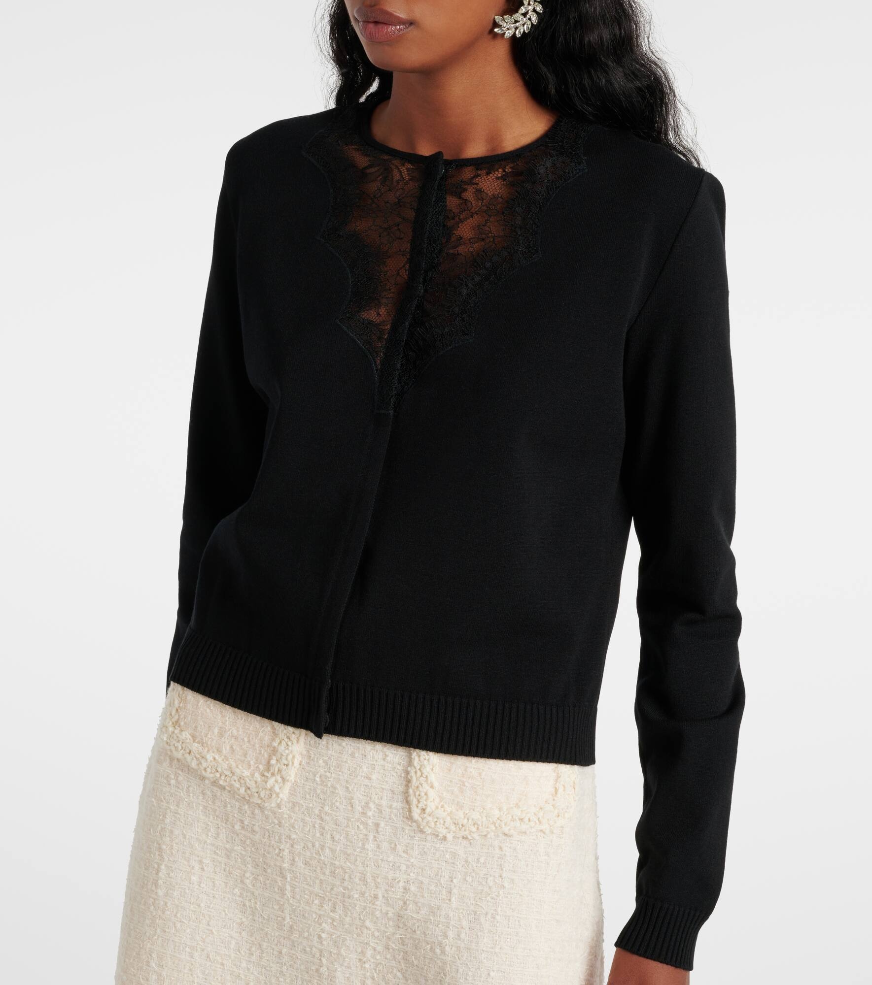 Lace-trimmed cardigan - 4