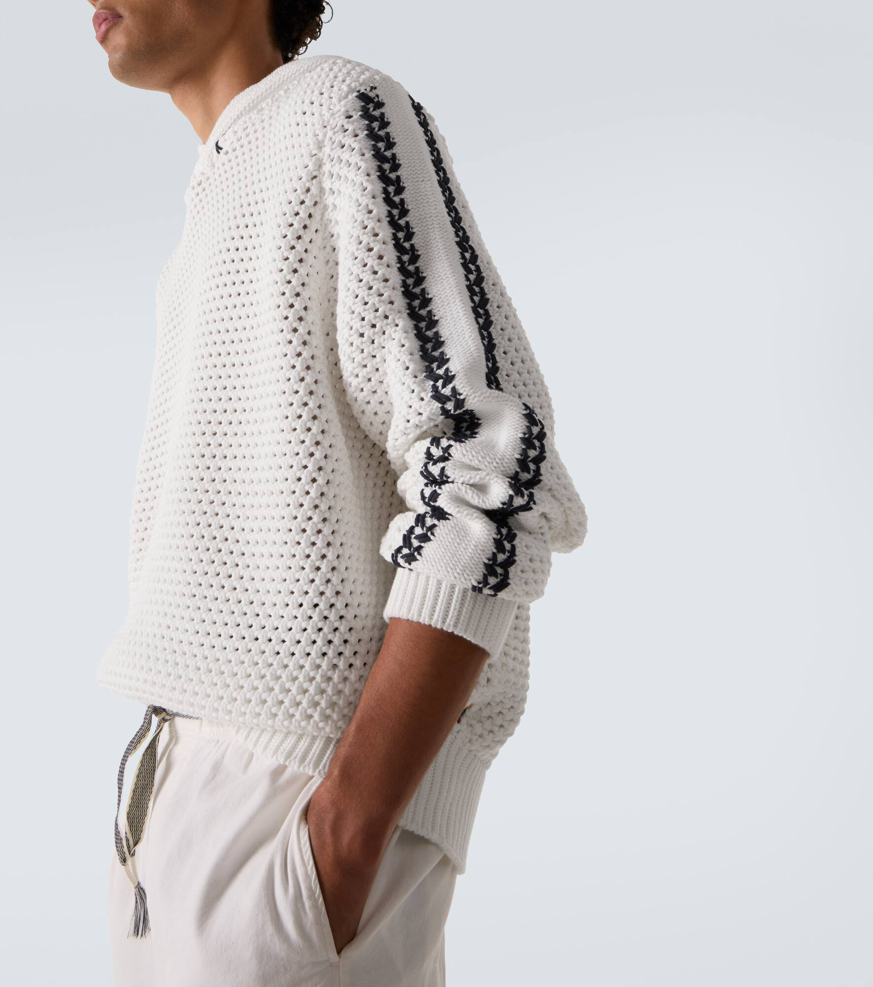Kirk striped crochet cotton-blend hoodie - 5