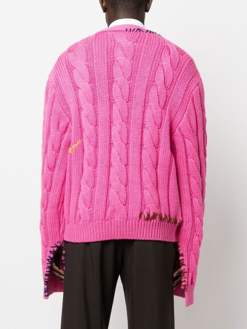 stitch-detail cable-knit cardigan - 4