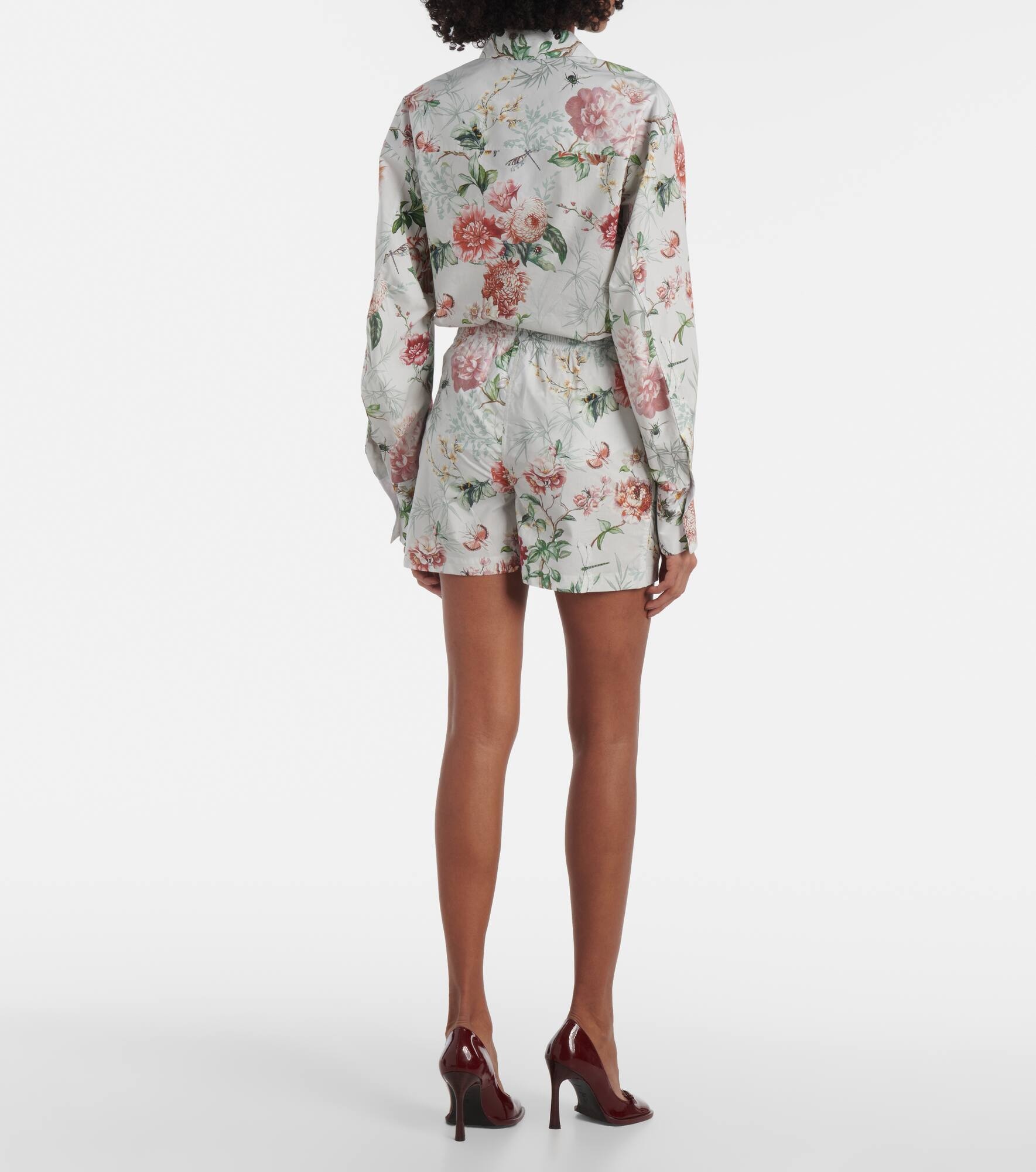 Floral cotton poplin shorts - 3