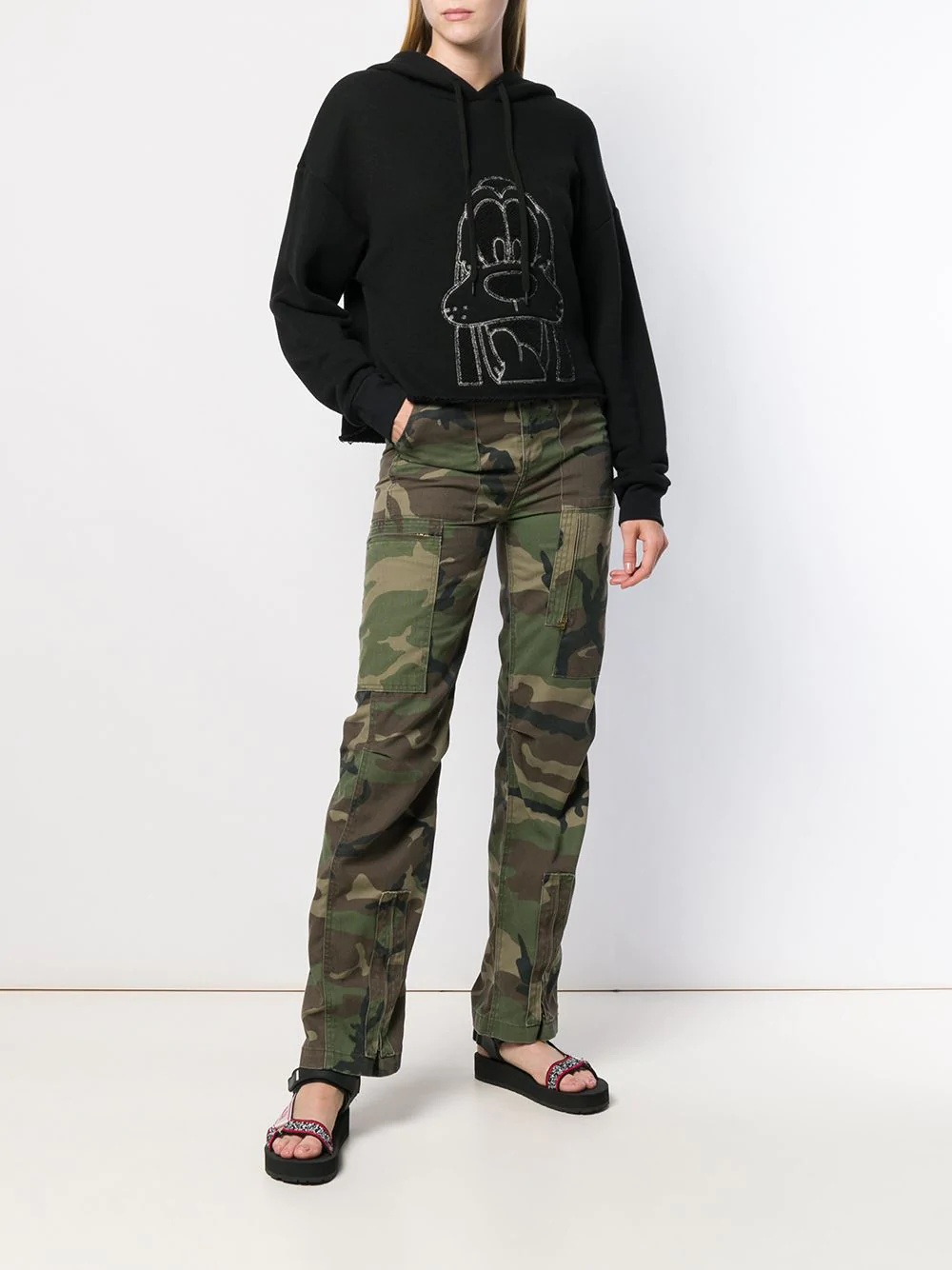 embroidered Pluto cropped hoodie - 2