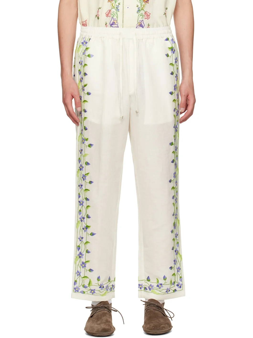 Off-White Embroidered Trousers - 1