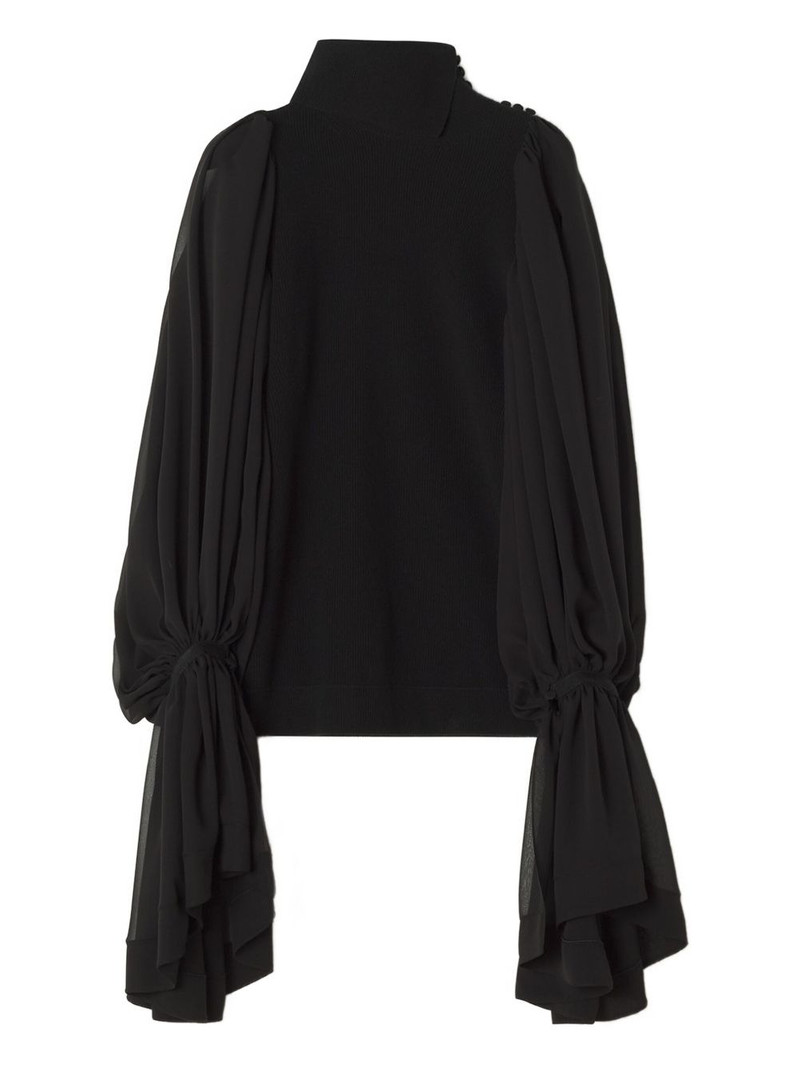 chiffon sleeve roll-neck top 1
