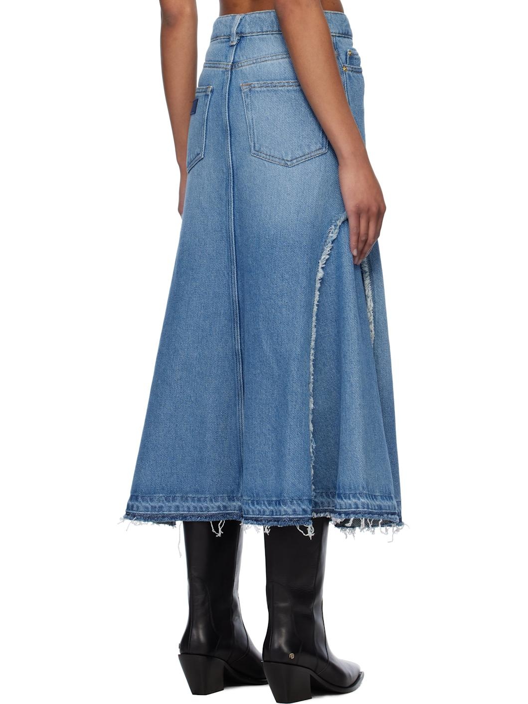 Blue Heavy Denim Midi Skirt - 3