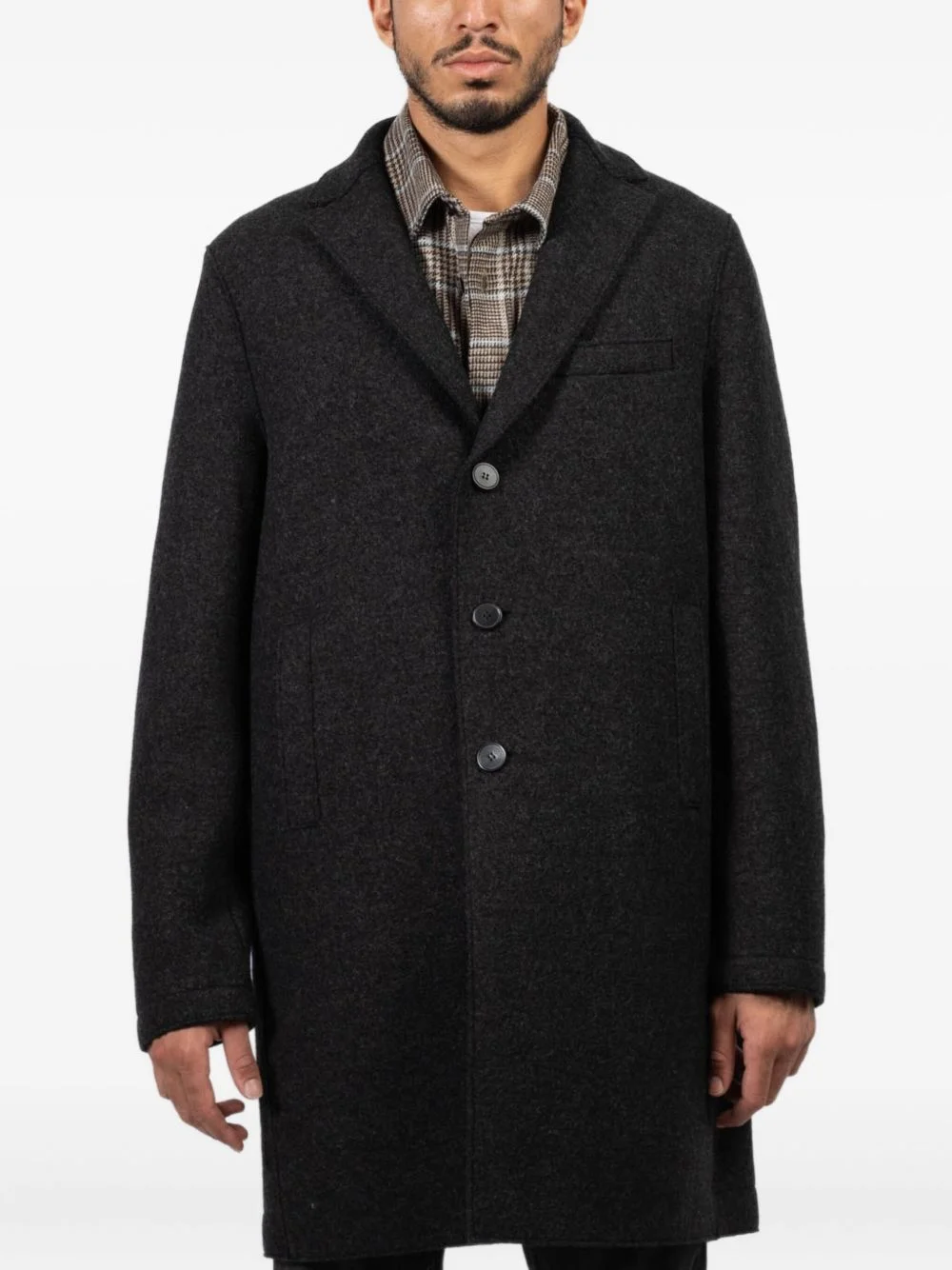 button wool single-breasted coat - 1