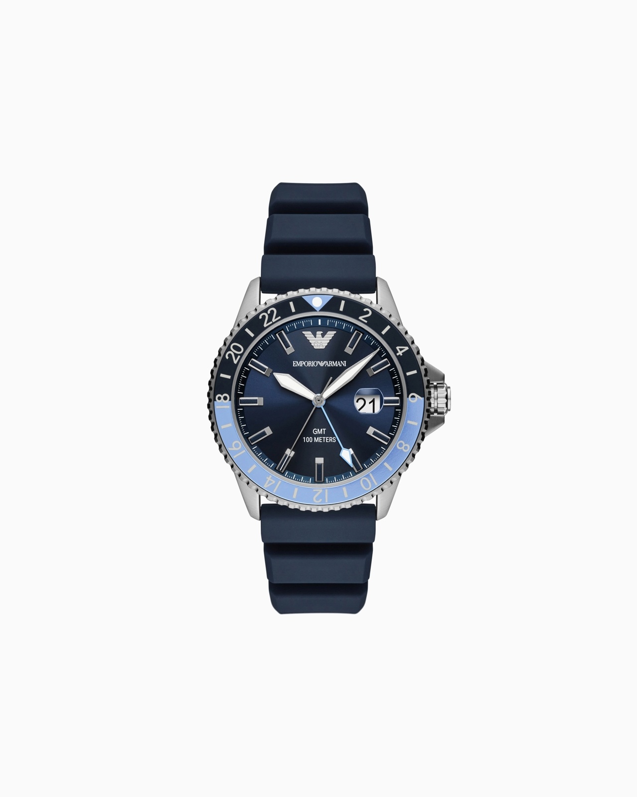GMT DUAL TIME BLUE SILICONE WATCH - 1