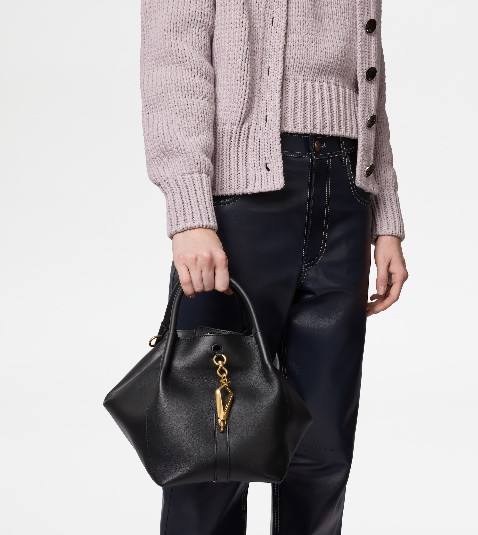 SATCHEL IN LEATHER SMALL - BLACK - 8