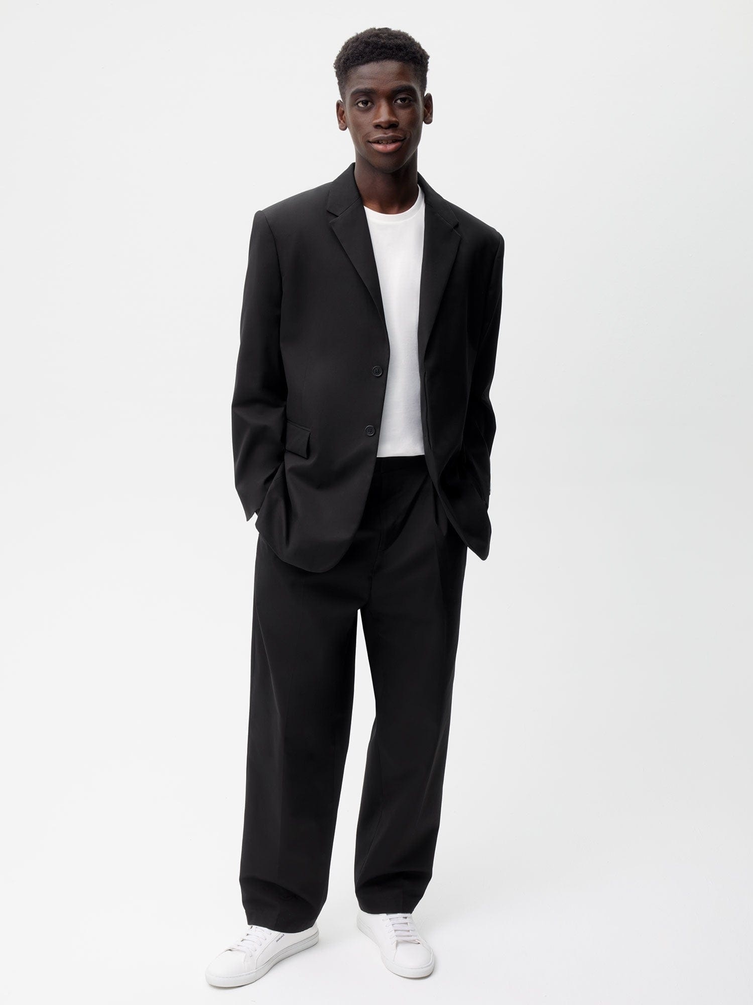 Men's Organic Cotton Oversized Tailored Blazer - Black - 4
