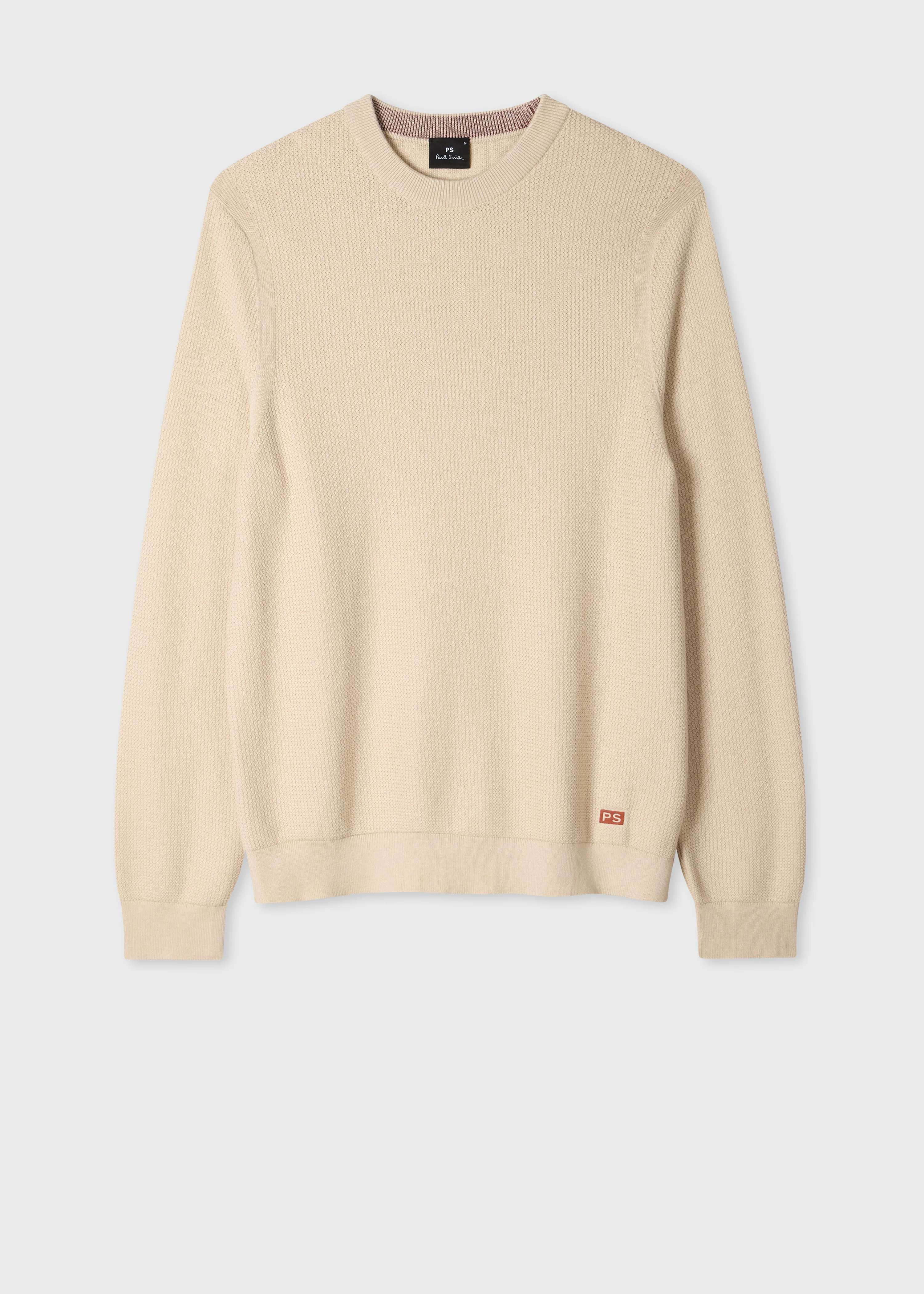 Ecru Cotton-Merino Textured Sweater - 1