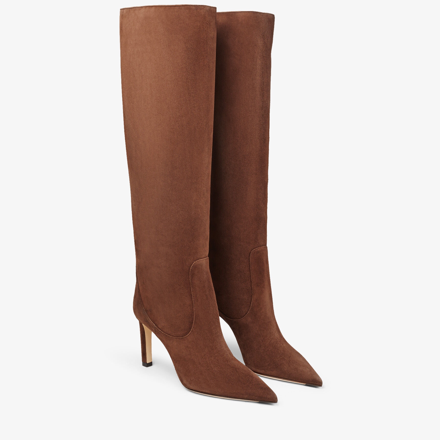 Mavis 85
Chocolate Suede Pointed Toe Knee-High Boots - 2