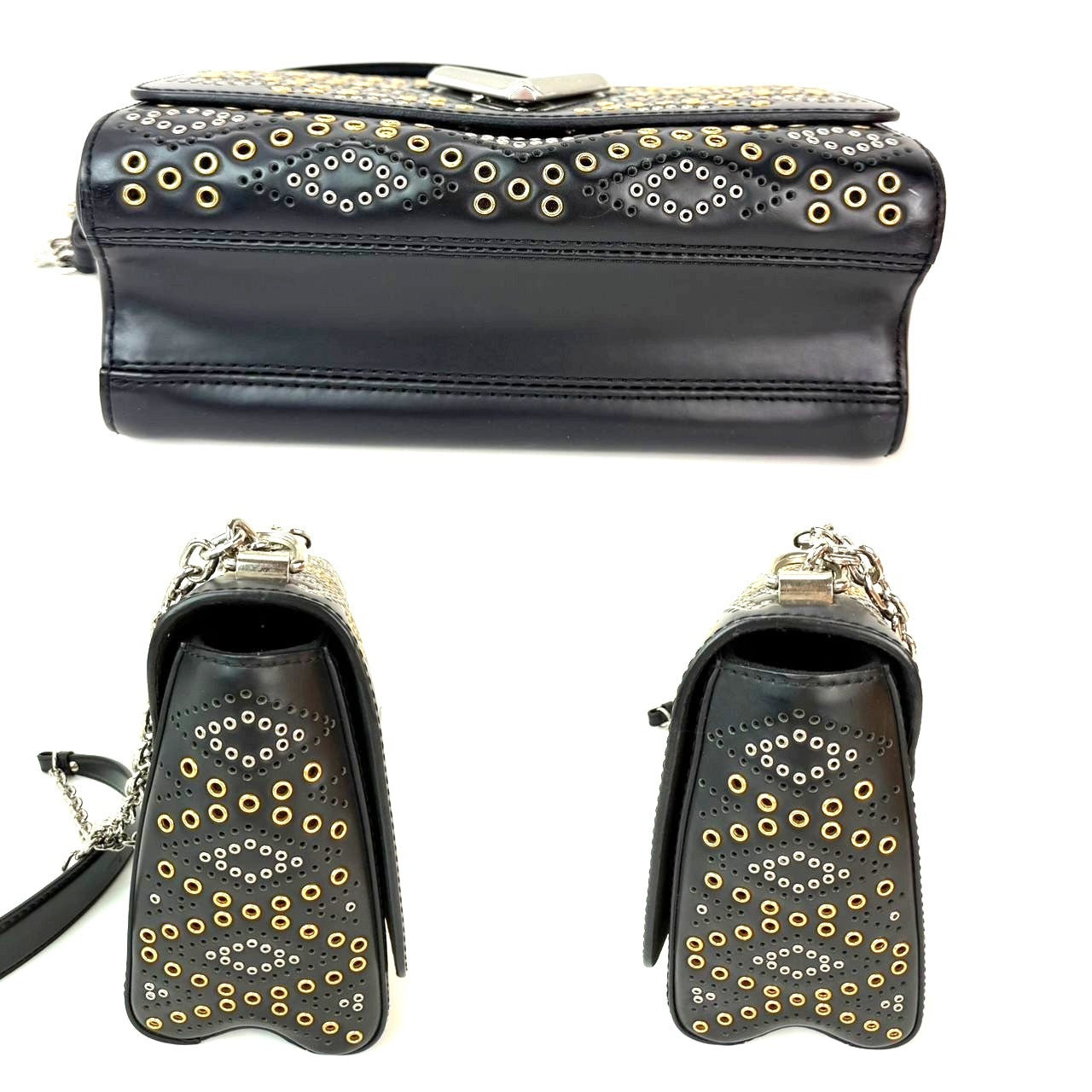 Louis Vuitton Calfskin Eyelet Twist MM Black Gold Silver Shoulder Bag - 4