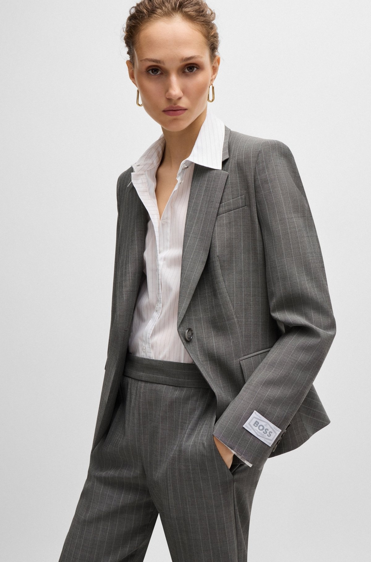 SLIM-FIT JACKET IN STRIPED WOOL - 6