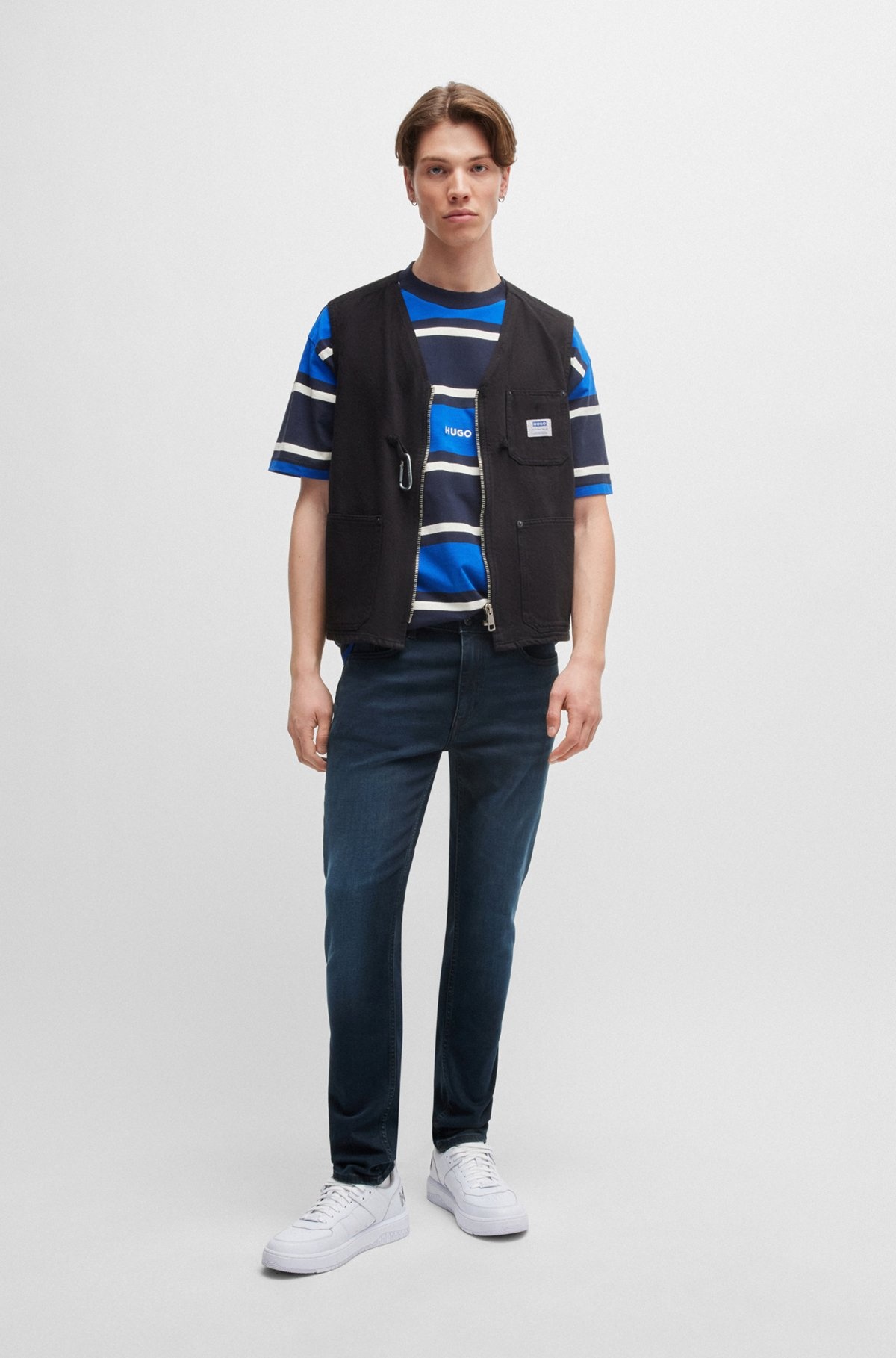 EXTRA-SLIM-FIT JEANS IN BLUE-BLACK STRETCH DENIM - 3