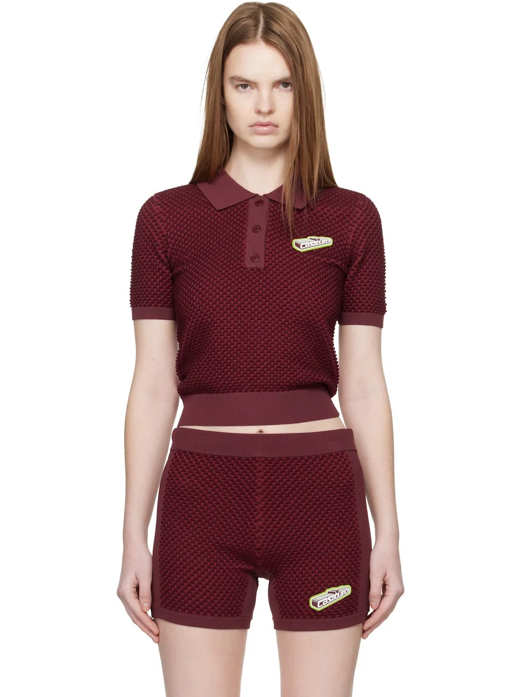 Burgundy Bubble Jacquard Polo - 1