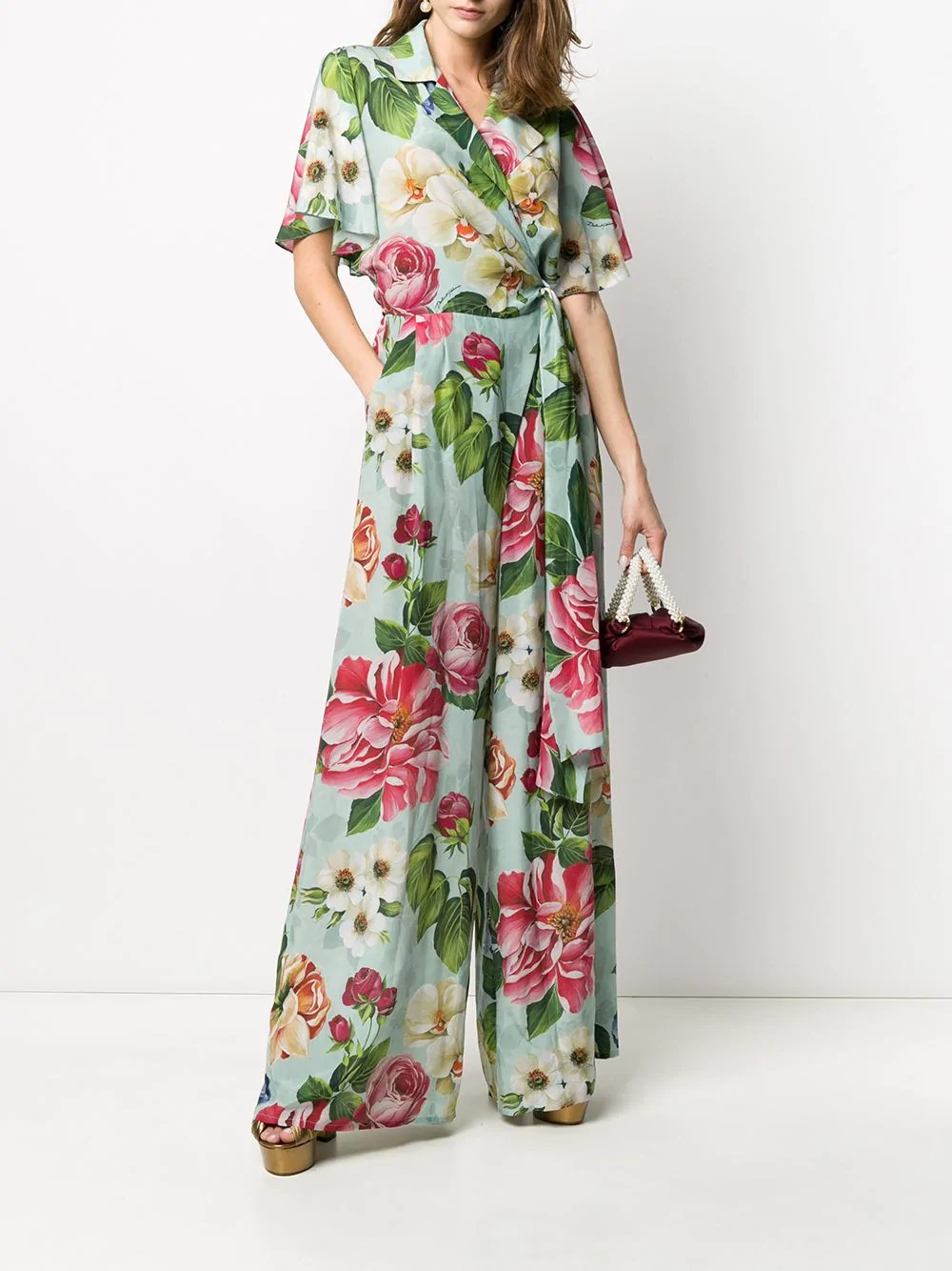 floral print wrap jumpsuit - 2