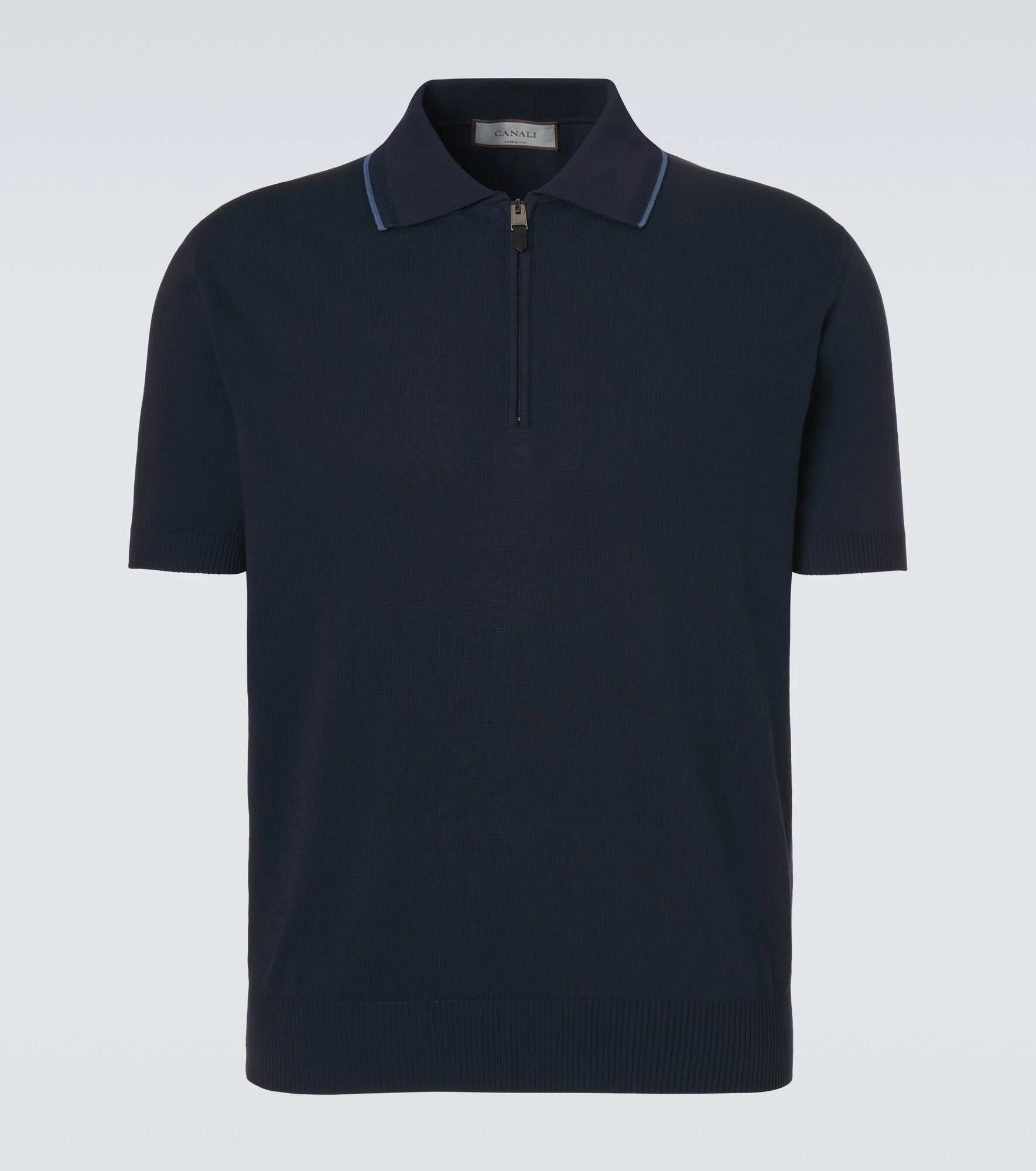 Cotton zip-up polo shirt - 1