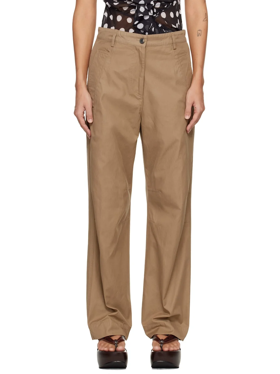Brown Loose Fit Workwear Trousers - 1