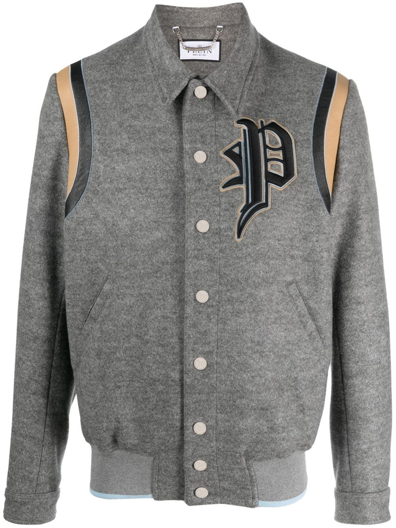 logo-appliqué cotton bomber jacket 1