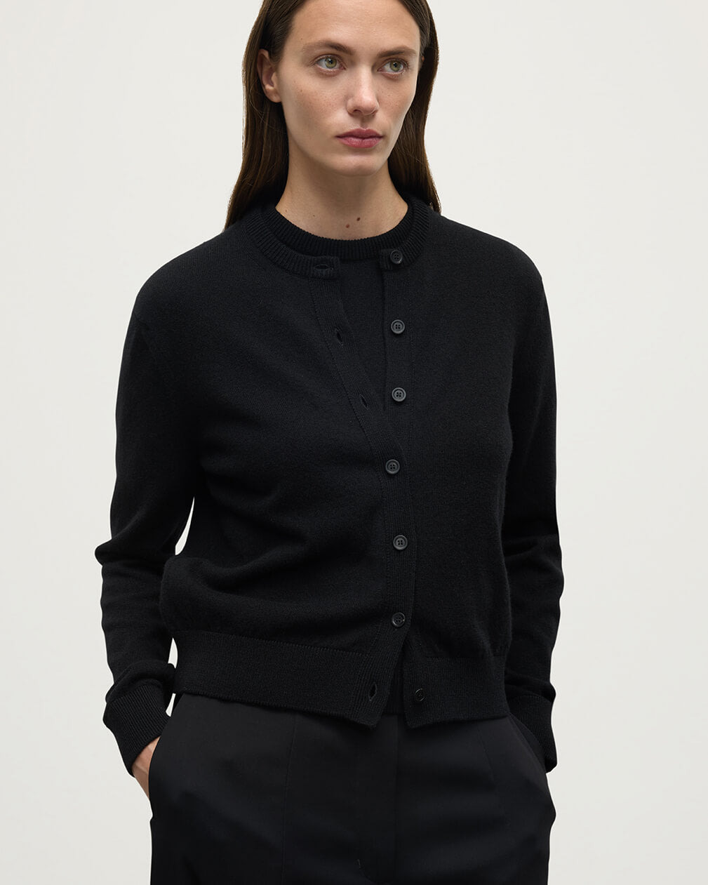 Classic Cashmere Black Cardigan - 5