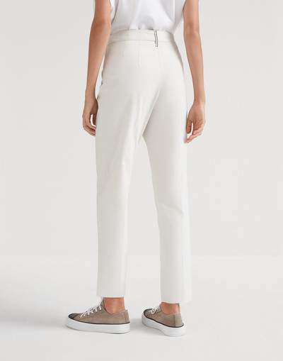 Brunello Cucinelli Stretch twisted cotton twill Capri pants with monili outlook