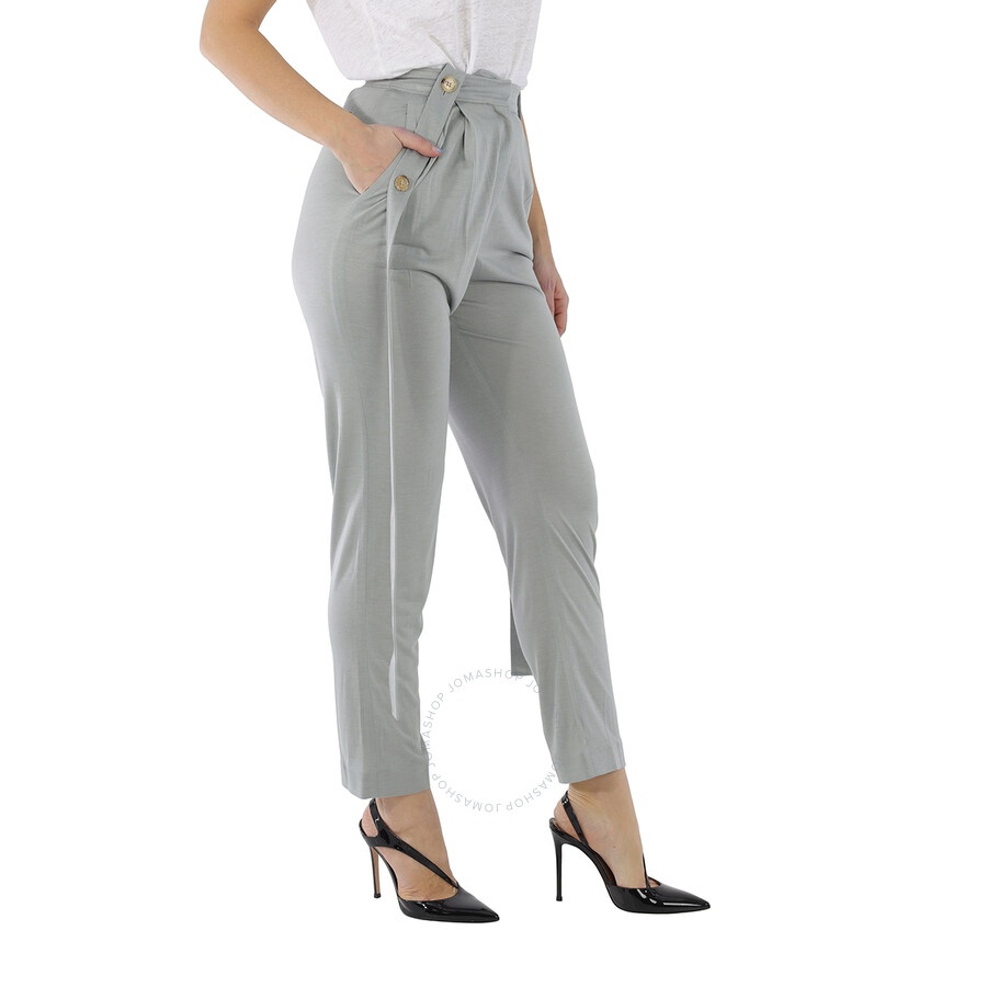 Burberry Ladies Heather Melange Strap Detail Jersey Tailored Trousers - 2